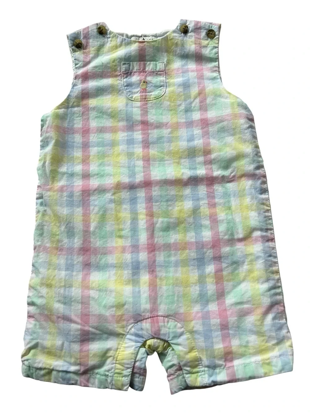 Janie and Jack Baby Gingham Pastel Multicolor Cotton Romper Size 6-12 Months